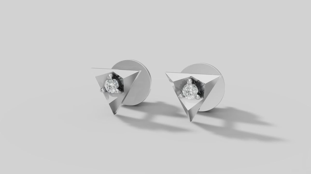 Trinity Triangle Studs in White Gold video