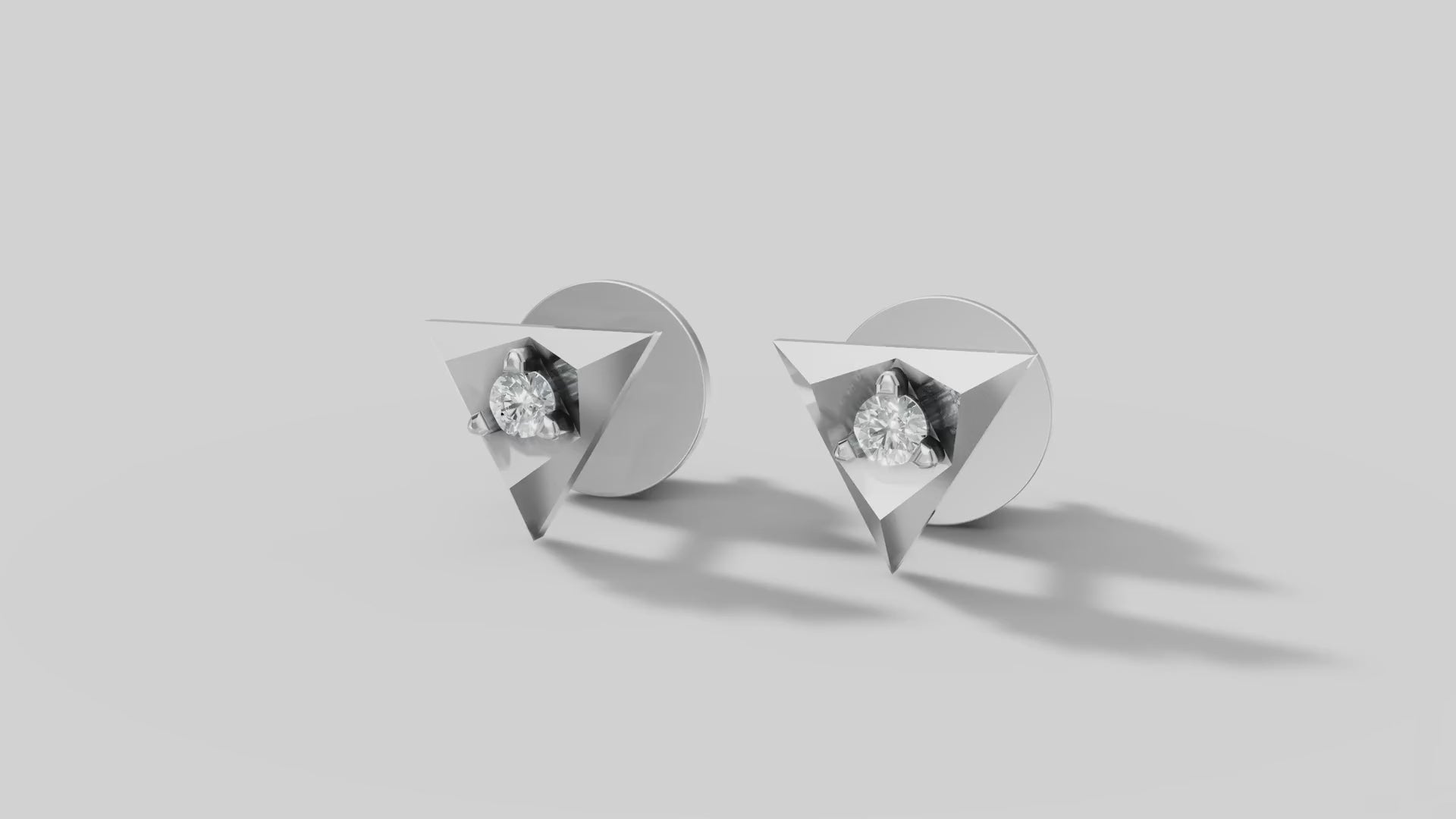 Trinity Triangle Studs in White Gold video