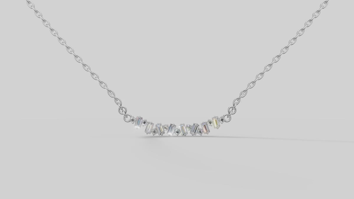 Cluster Bar Necklace in White Gold video
