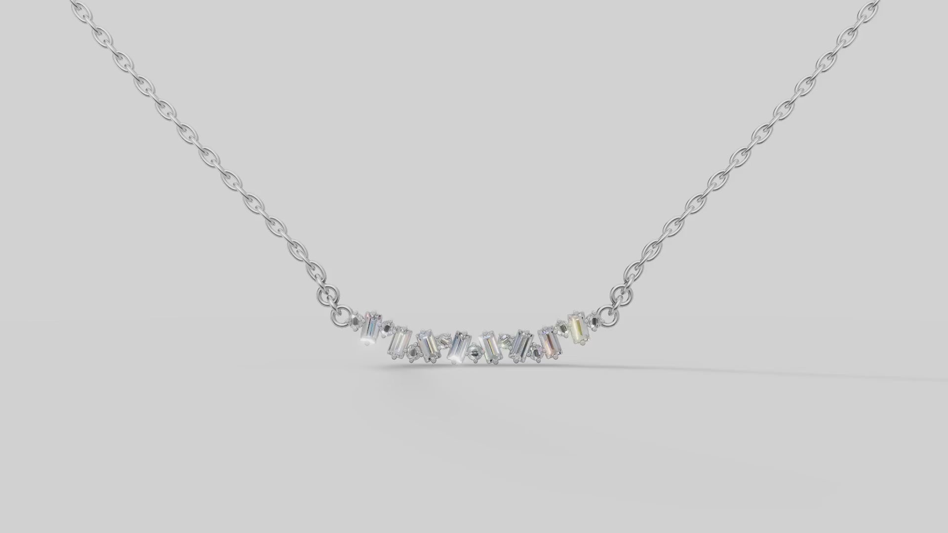 Cluster Bar Necklace in White Gold video