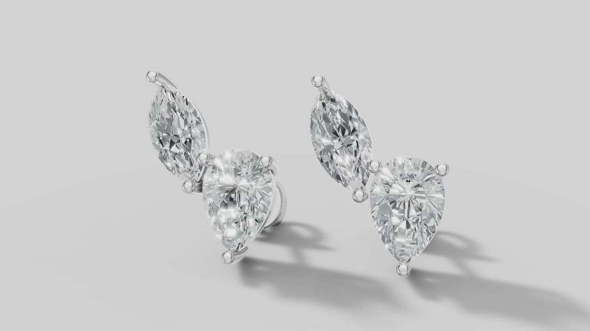 Duo Marquise and Pear Studs in White Gold video
