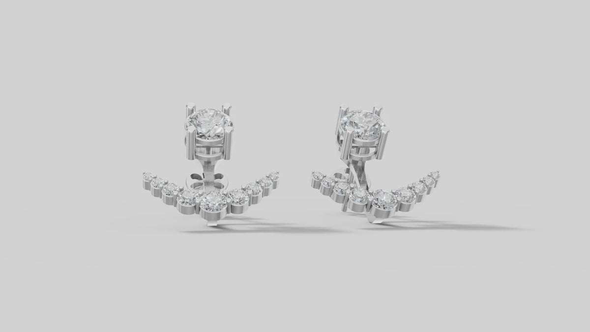 Arc Diamond Ear Jackets in White Gold video