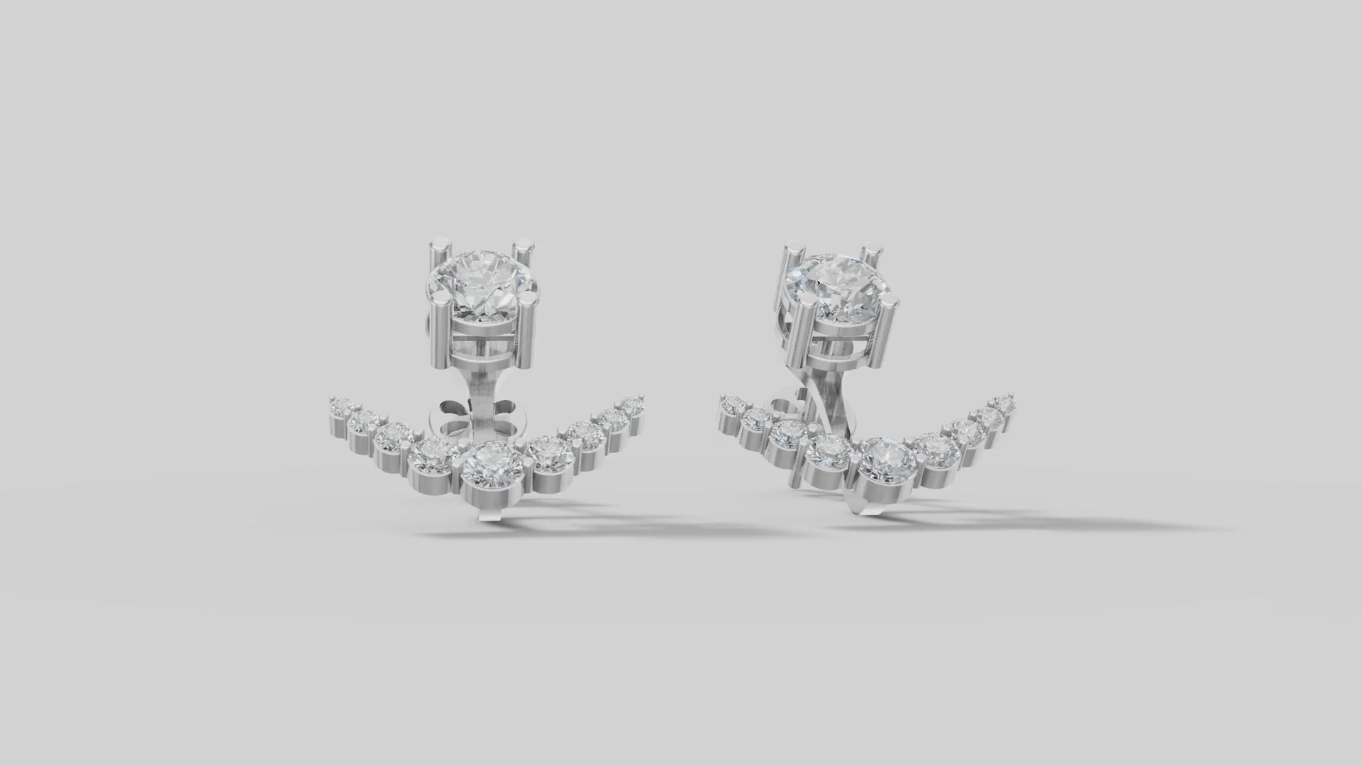 Arc Diamond Ear Jackets in White Gold video