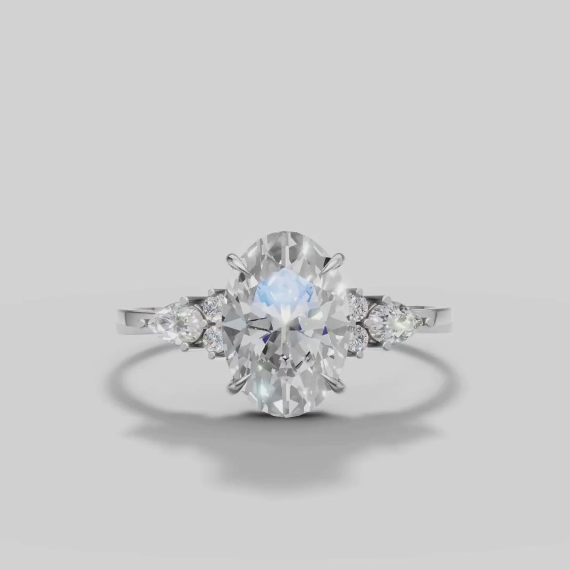 Lyra Oval Cluster Ring in White Gold video