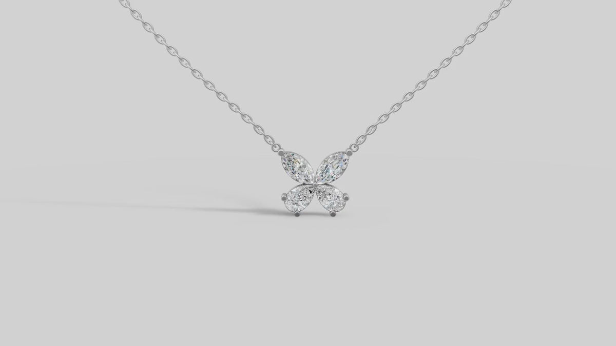 Marquise Butterfly Pendant in White Gold video