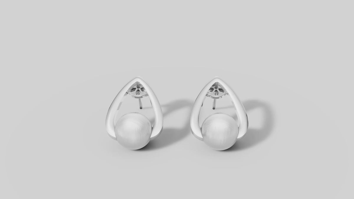 Odile Pearl Teardrop Studs in White Gold video