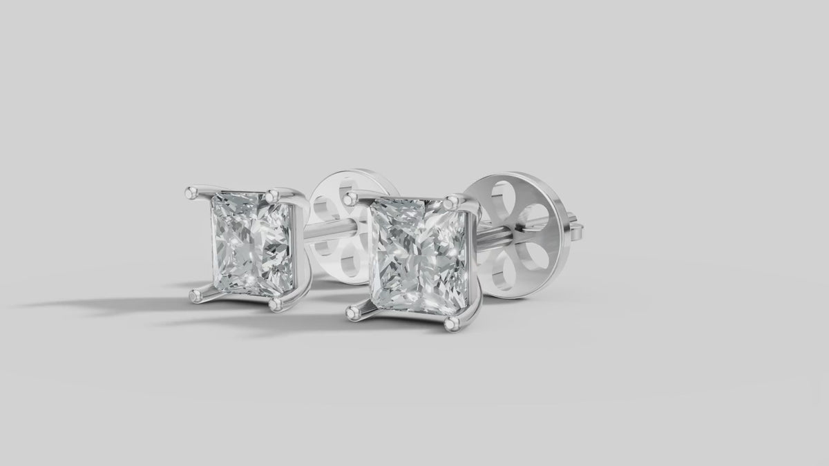 Princess Four Prong Studs in White Gold video
