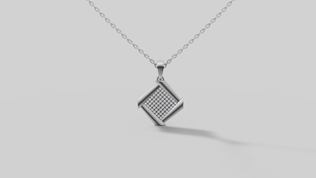 Carre Pave Pendant in White Gold video