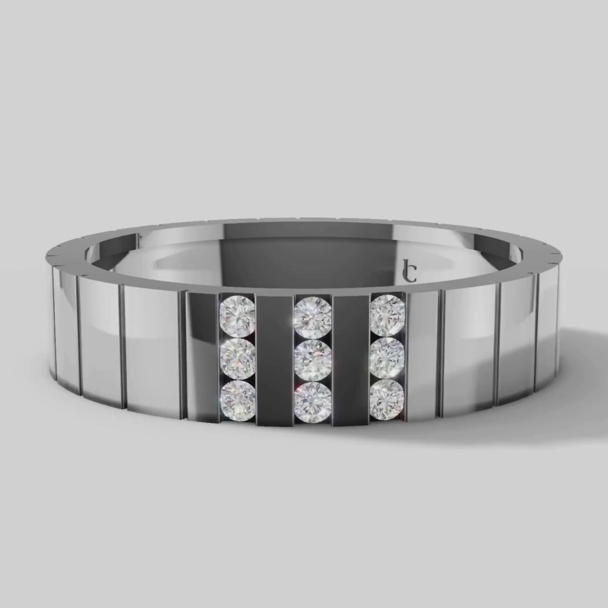 Jasper Channel Line Band in White Gold video