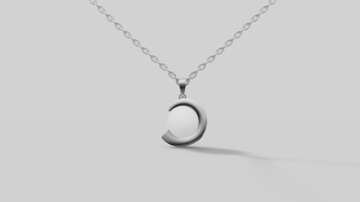 Crescent Pearl Pendant in White Gold video