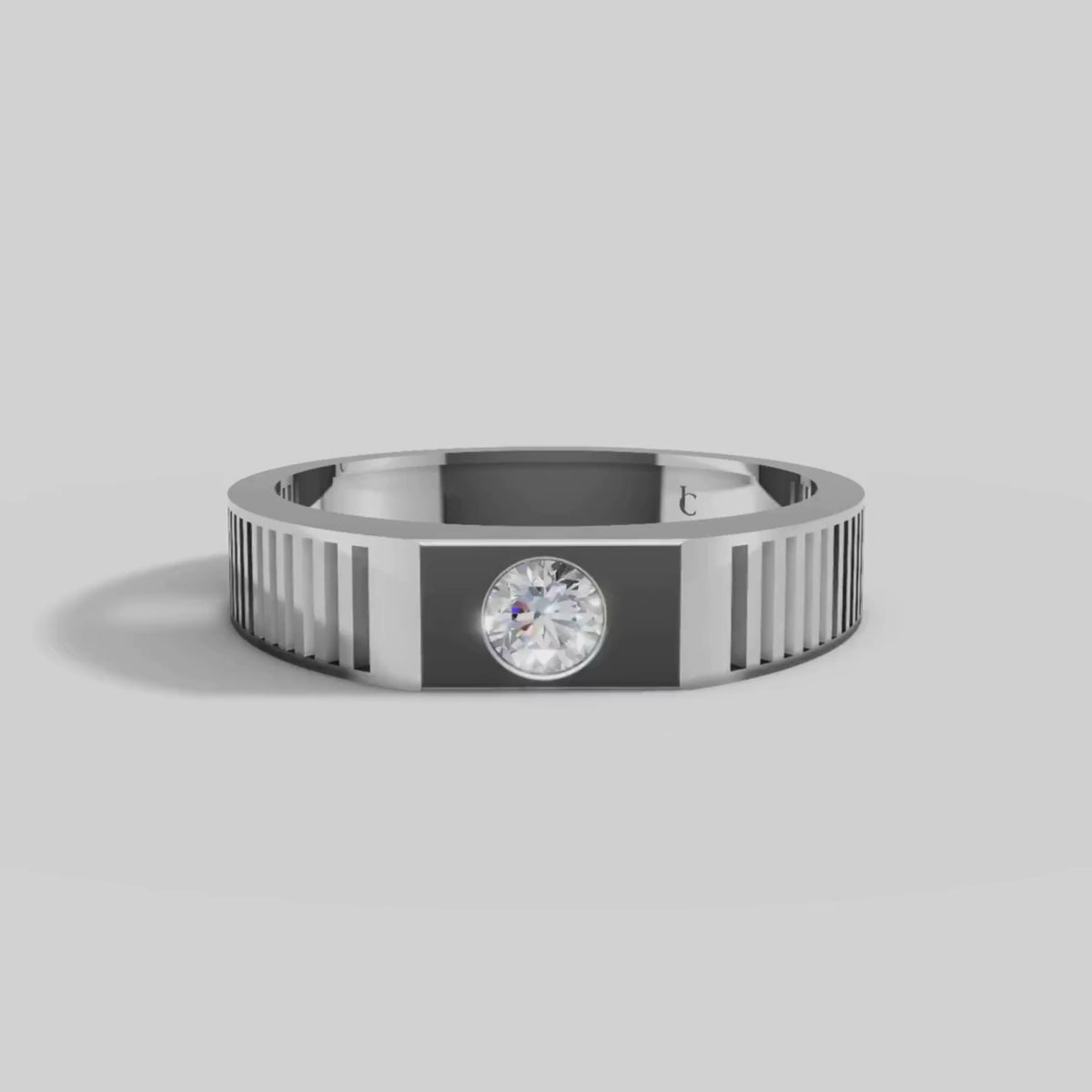 Ronan Ribbed Solitaire in White Gold video