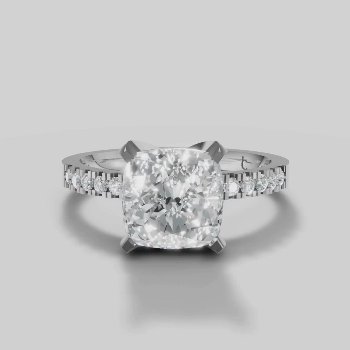 Clara Cushion Pave Solitaire in White Gold video