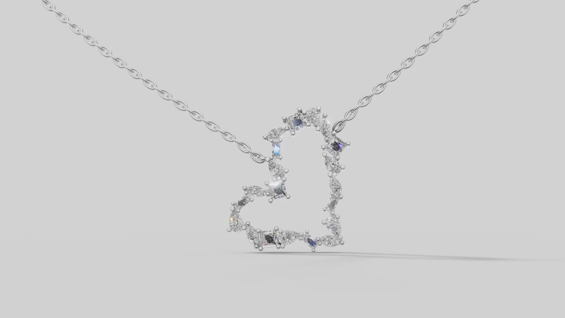 Mosaic Open Heart Necklace in White Gold video
