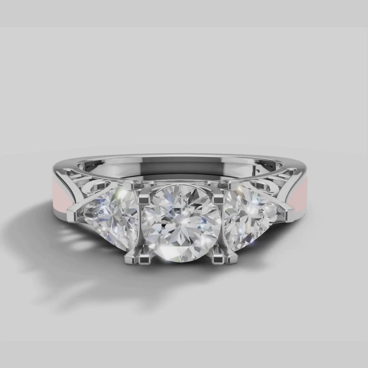 Beatrix Vintage Three Stone in White Gold video