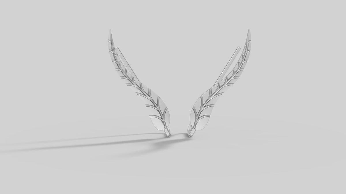 Plume Leaf Ear Climbers in White Gold video