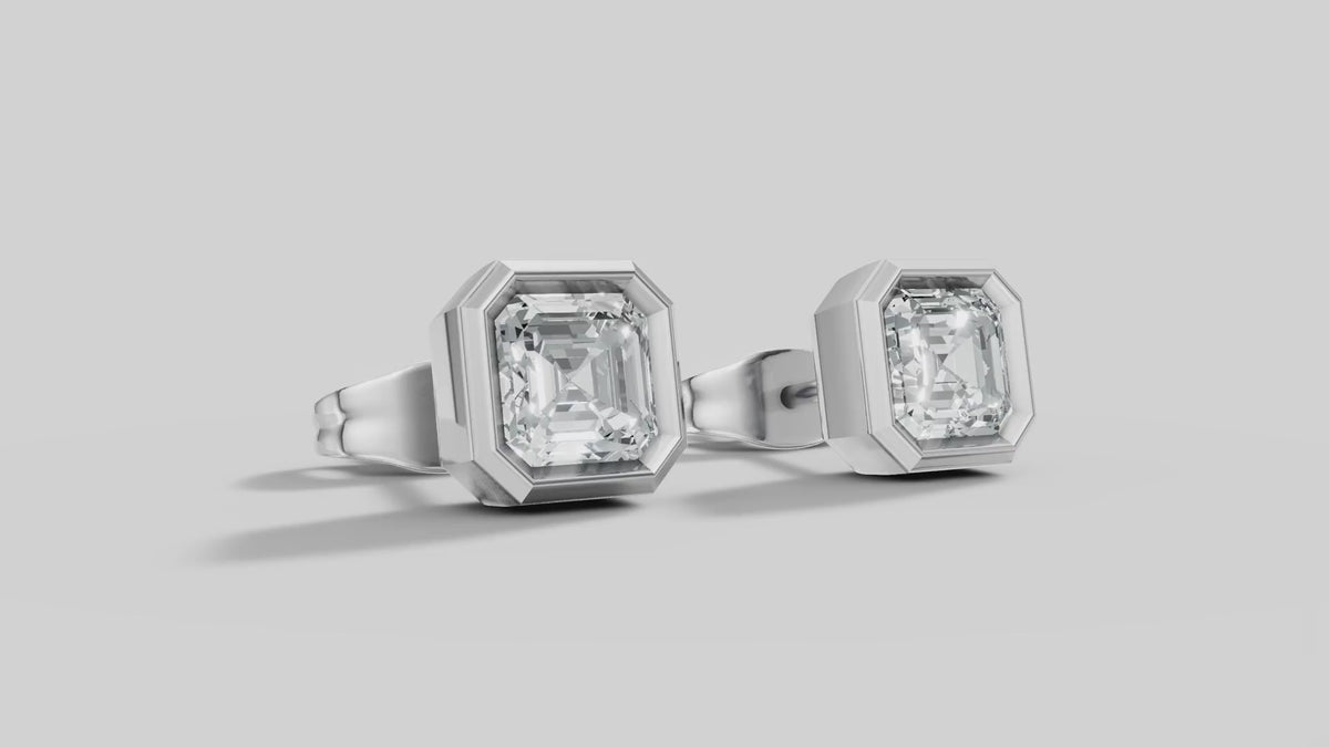 Asscher Bezel Studs in White Gold video