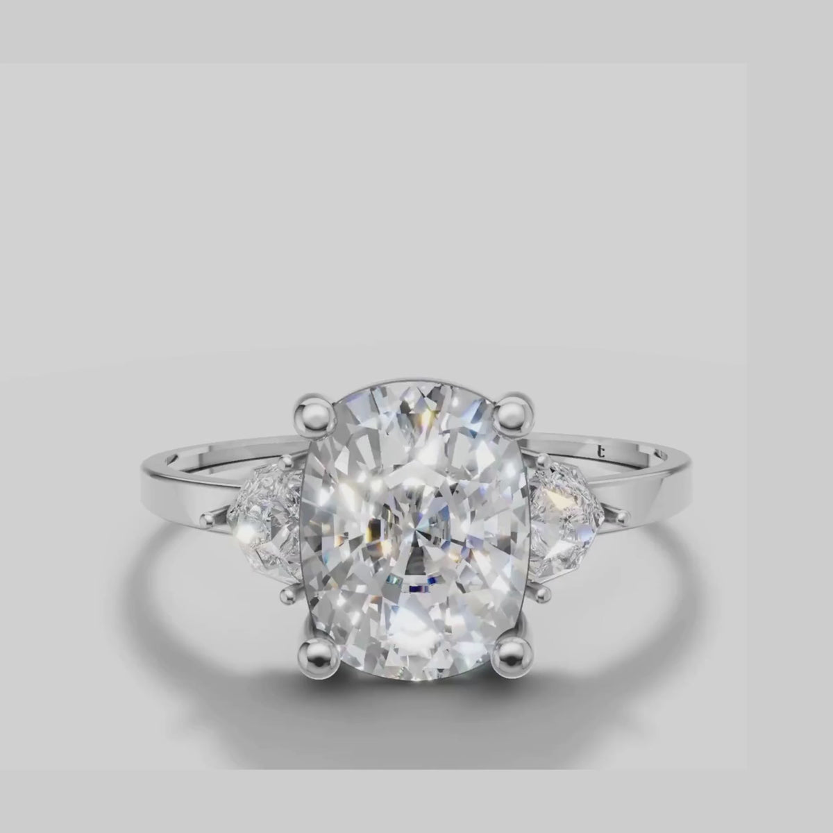 Hazel Cushion Three Stone in White Gold video