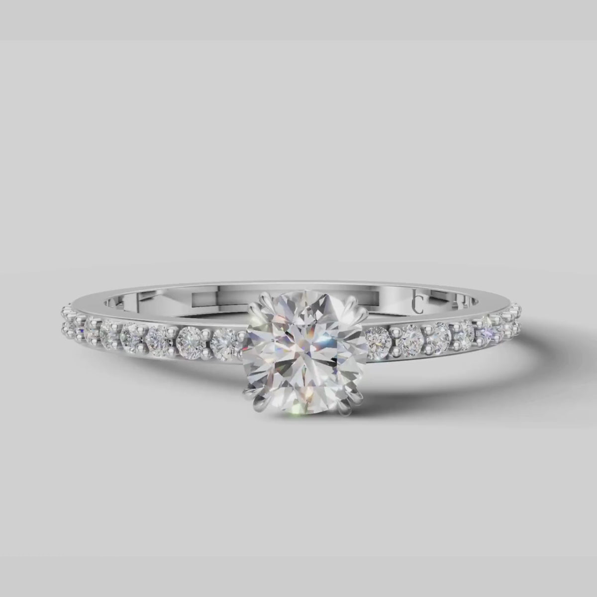 Lumi Petite Pave Solitaire in White Gold video