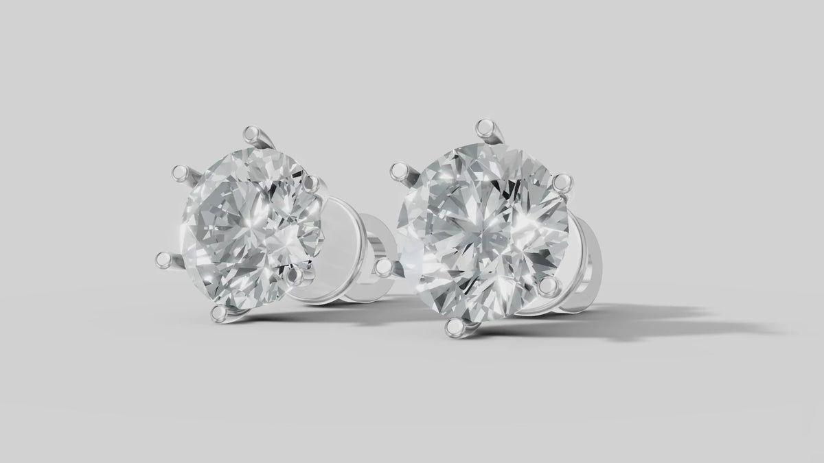 Round Six Prong Studs in White Gold video
