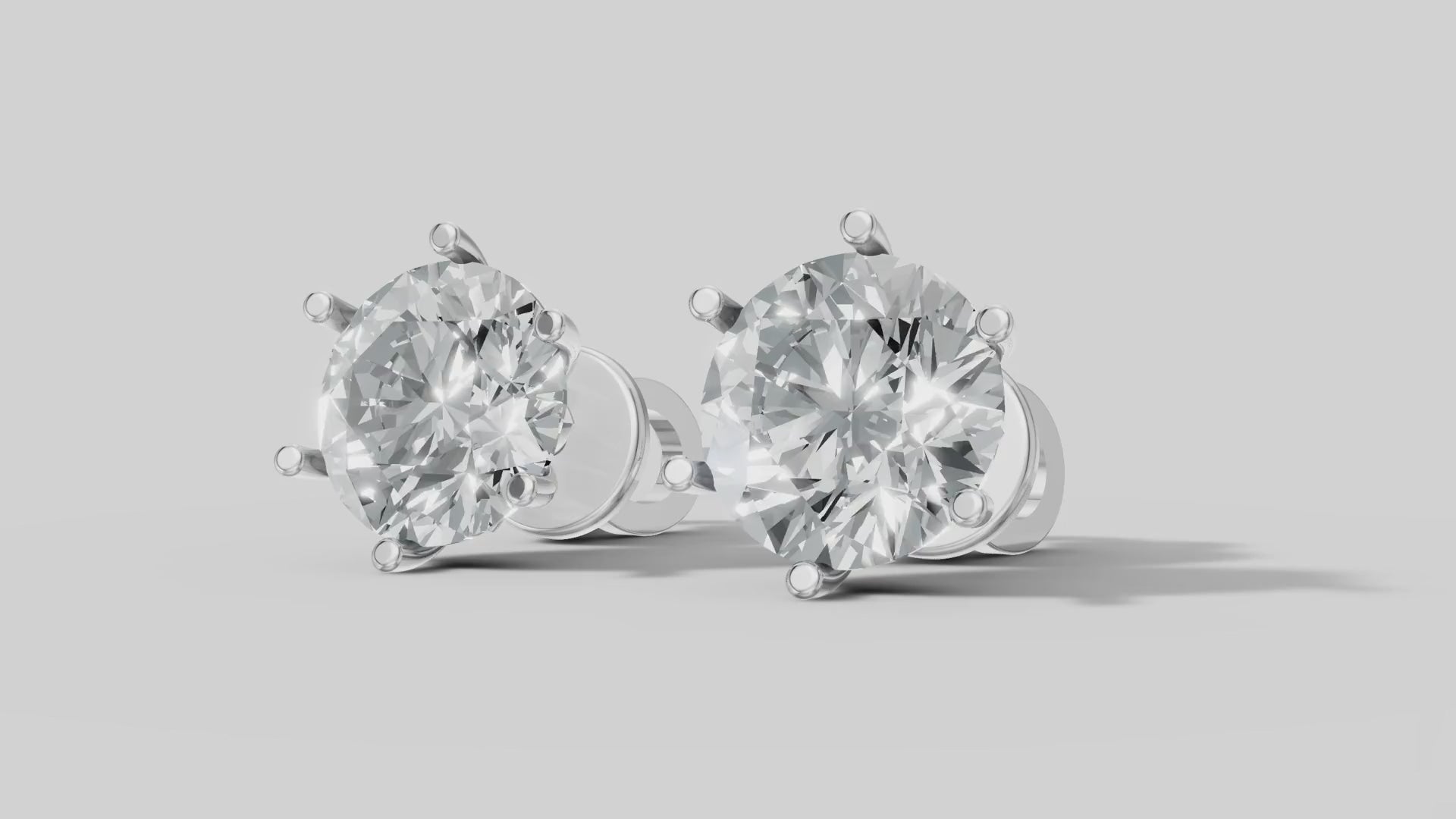 Round Six Prong Studs in White Gold video