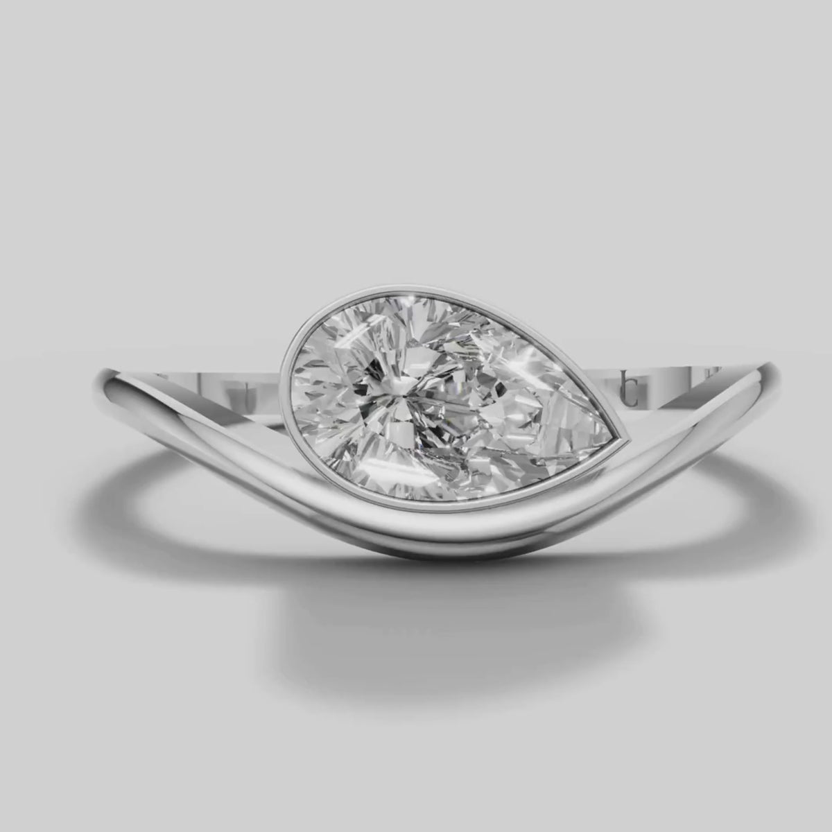 Wren Pear Bypass Ring in White Gold video