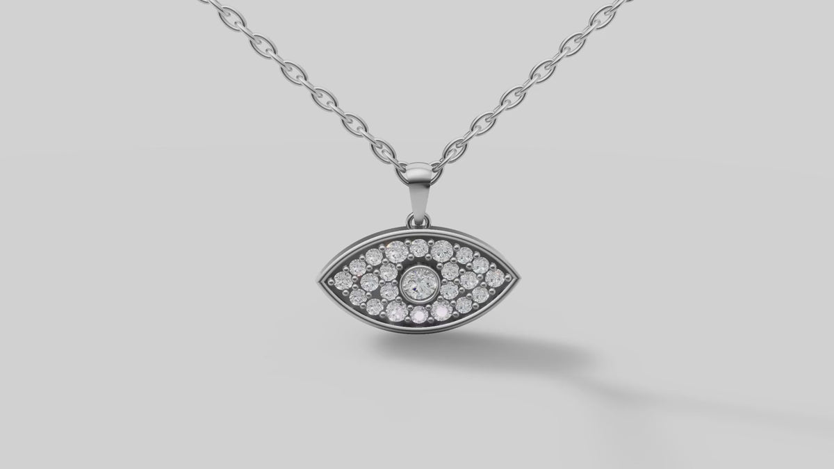 Evil Eye Pave Pendant in White Gold video