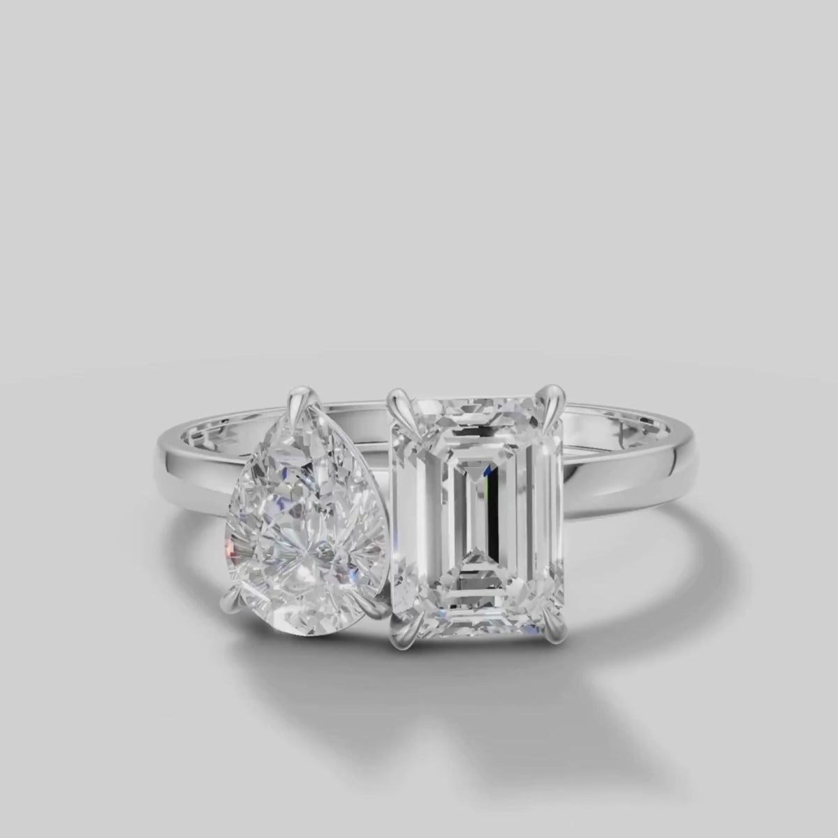 Duet Pear and Emerald Ring in White Gold video
